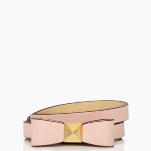 Skinny Gold Pyramind Light Pink Bow Belt NWT MSRP $78